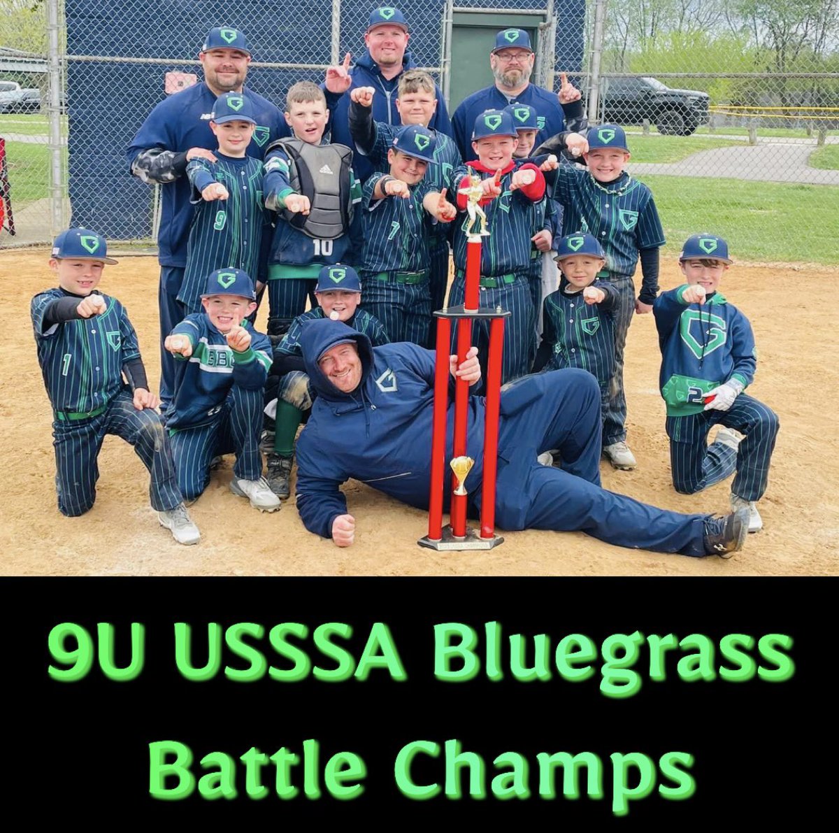 GBCBatcats's tweet photo. Congrats to our 9U GBC Bat Cats Blue for winning the 8 team USSSA Bluegrass Battle in Shelbyville, Ky at Clear Creek Park.  They utilized stout pitching and stingy defense to outscore their opponents 39-5 enroute to their 2nd championship of the year and a 15-2 record. #WeAreGBC https://t.co/IOINwCNtgF
