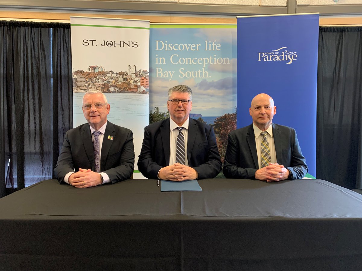 townofparadise's tweet photo. Mayor @DanBobbett joined with his municipal neighbours Mayors Breen &amp; Bent today (Apr 19) to announce a new Regional Economic Agency to build on their expertise, knowledge, &amp; experiences to bring benefits to the municipalities, the region &amp; the province. https://t.co/dWLaZFurYU https://t.co/UpGTR0A8cD