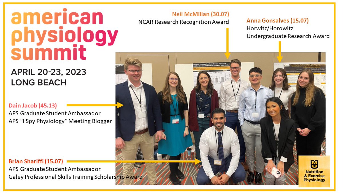 Mizzou Nutr & ExPhys Research (@mizzounepres) on Twitter photo Mizzou NEP will be at #APS2023! Thanks to <a href="/APSPhysiology/">American Physiological Society</a> for supporting our trainees! @McMillan_Neil <a href="/annamgonsalves/">Anna M Gonsalves</a> <a href="/BShariffi/">Brian Shariffi</a> <a href="/Dainjaaa/">Dain, PhD</a> #MeetUsAtTheSummit Mizzou NEP will be at #APS2023! Thanks to <a href="/APSPhysiology/">American Physiological Society</a> for supporting our trainees! @McMillan_Neil <a href="/annamgonsalves/">Anna M Gonsalves</a> <a href="/BShariffi/">Brian Shariffi</a> <a href="/Dainjaaa/">Dain, PhD</a> #MeetUsAtTheSummit