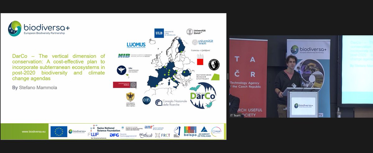 Our <a href="/BiodiversaPlus/">Biodiversa+ (European Biodiversity Partnership)</a> project presented today at #BiodiversaPrague2023! A joint effort of 11 countries, 13 research institutes, >50 team members to incorporate #subterranean ecosystems in conservation agendas!