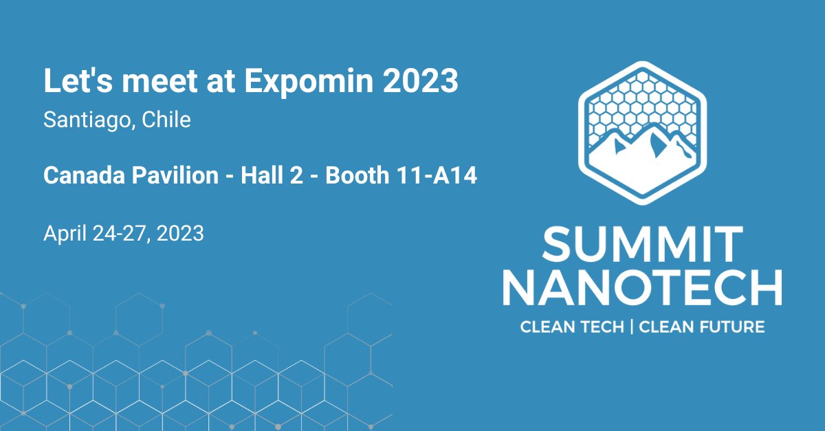 summitlithium's tweet photo. ⛏️We’re heading to #Expomin in Santiago on April 24-27! We’ll be exhibiting in the Canadian Pavilion in Hall 2. Meet us there or connect with us via the event platform.
@miningsuppliers #CleanTechCleanFuture https://t.co/0VrSjdoKzy