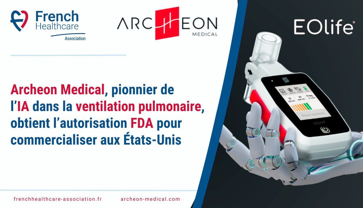 FrencHealthcare's tweet photo. Avec l’autorisation de la #FDA pour #EOlife, @ArcheonMedical est bien placé pour devenir un leader dans l’utilisation de l’#IA pour améliorer la #ventilationpulmonaire
#HighPerformanceVentilation #MedTech #HealthTech #ventilation #CPR #medicine #ems
https://t.co/RKU7tAEUEL https://t.co/QPb0d7DXeJ