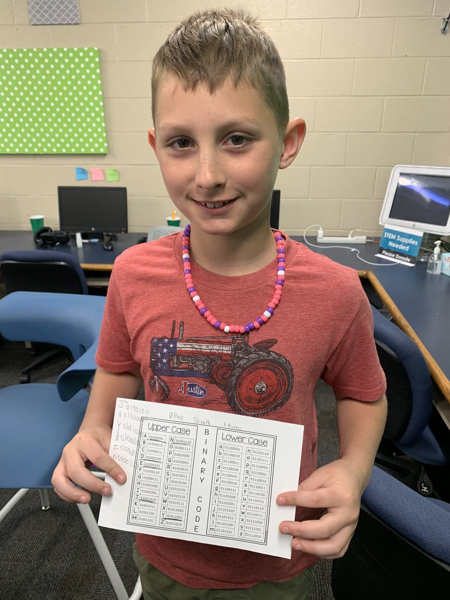 MrsAdamsTCETech's tweet image. My 4th graders learning more about #binarycode by make bracelets and necklaces with their names in binary. @MatthewMillerpe @TCCSTrojans