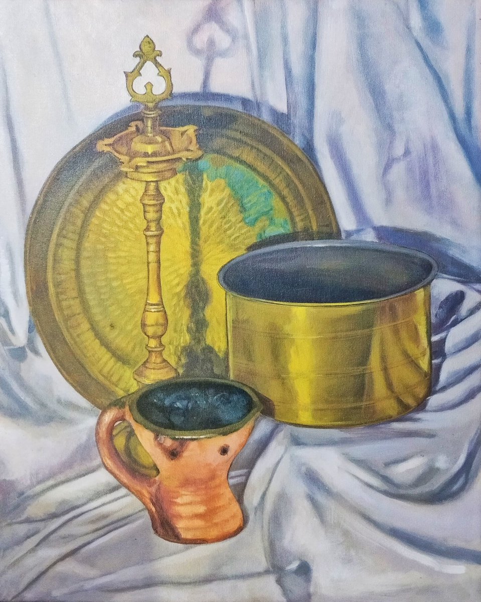 'In Reminiscent about Mother'
It's an ancient living in the present day world life style within the Historicity of Copper, Bronze and Earthenware.

#AcrylicOnCanvas #Painting #Art #ArtistOnTwitter #Stilllife #IndiaArt #AzadiKiAmritMahotsav #G20 #G20Summit #BhartiyaChitraKala
