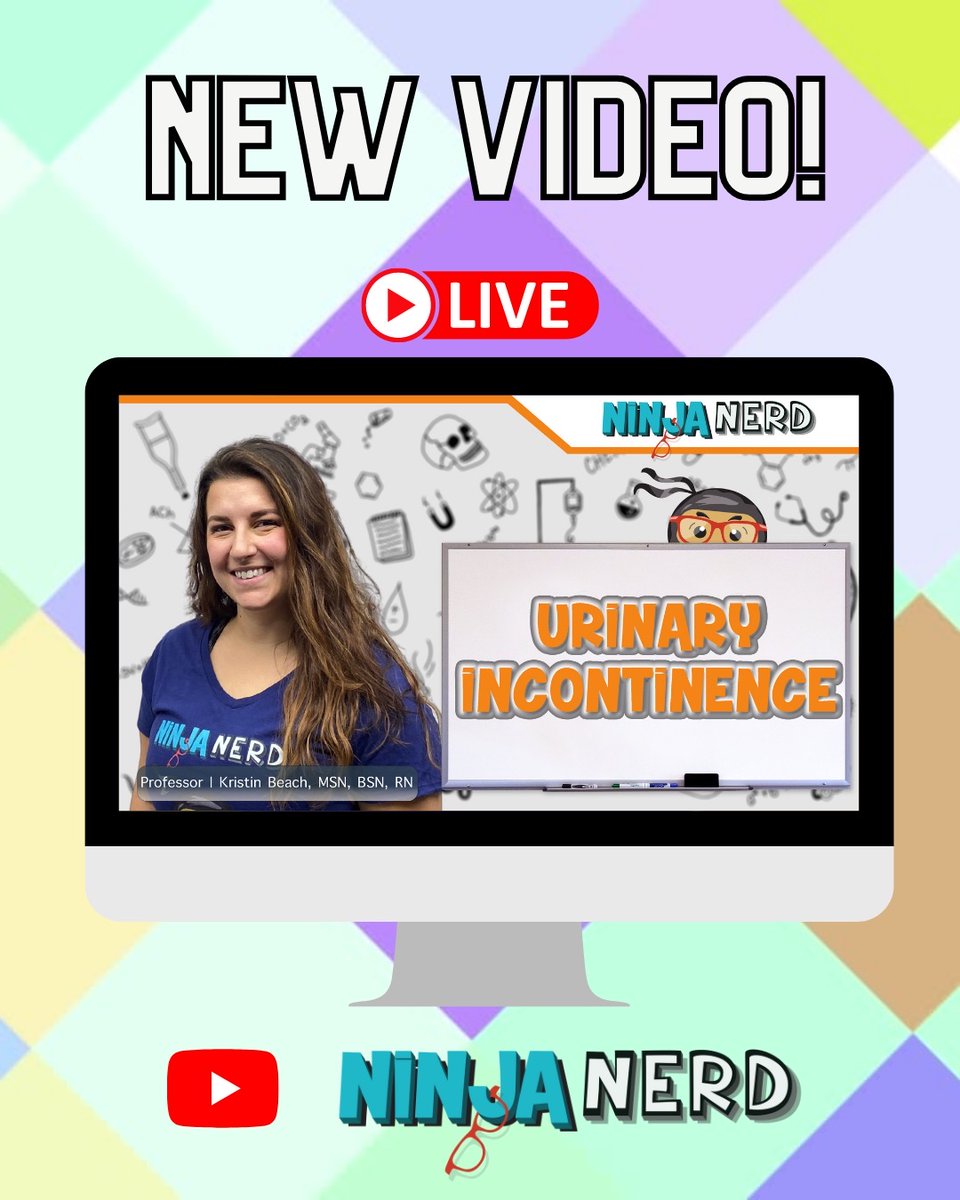 NinjaNerdSci's tweet photo. Urinary incontinence may seem like a leaky subject, but with our latest lecture, weโve got you covered Ninja Nerds! ๐๐ฆ Let's become nursing superstars! Head to our the Ninja Nerd Nursing channel now and let's get started! #NinjaNerdScience #UrinaryIncontinence https://t.co/kEzDUeGKT0