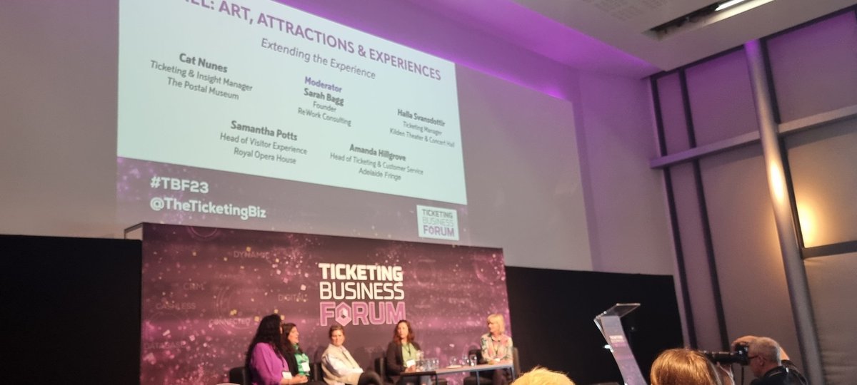 Michellenee22's tweet photo. Panel discussion on scanning versus not scanning tickets and who's doing which at the moment and why. 

#TBF23

@TheTicketingBiz https://t.co/JGmBSQmqie