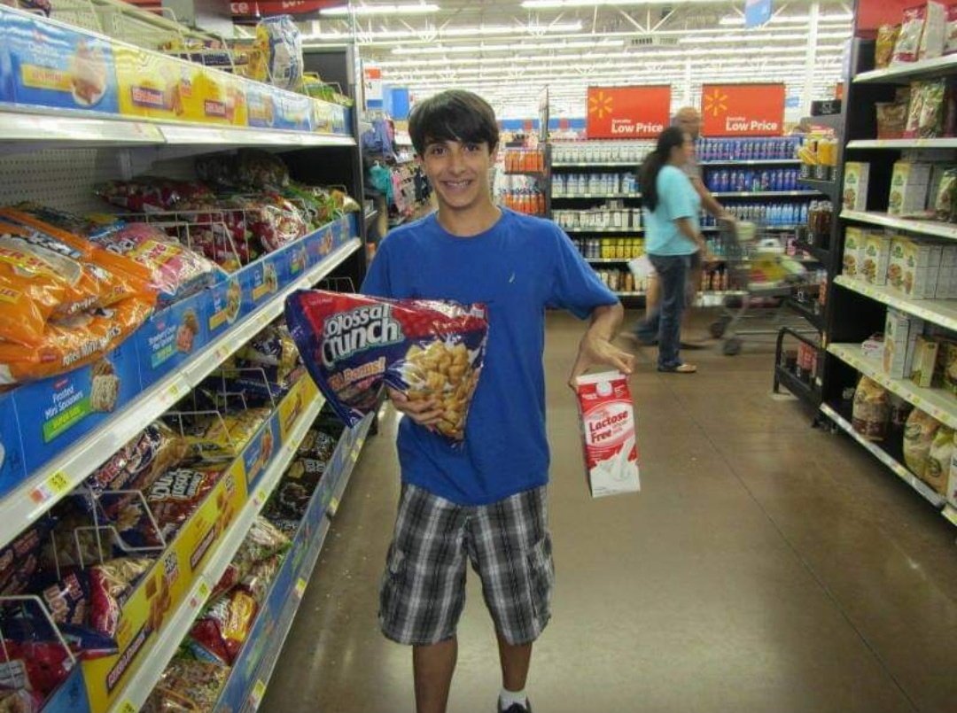 This is a picture of me at 14 years old. I went to Miami with my parents and asked my mom to take a picture of me with milk and cereal.

We couldn't find this in Venezuela. Imagine that a teenager wanted to take a picture with food.

I'm blessed to live in America and so are you.