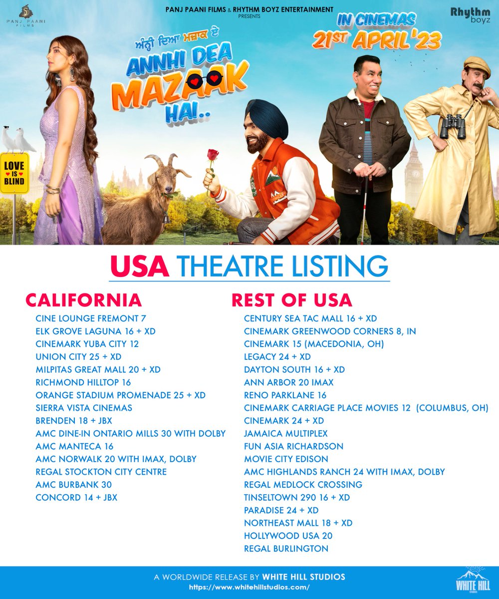 ANNHI DEA MAZAAK AE Overseas Cinema Listing
#ANNHIDEAMAZAAKAE #AmmyVirk #PariPandher
#nasirchinyoti #iftikharthakur #rakeshdhawan