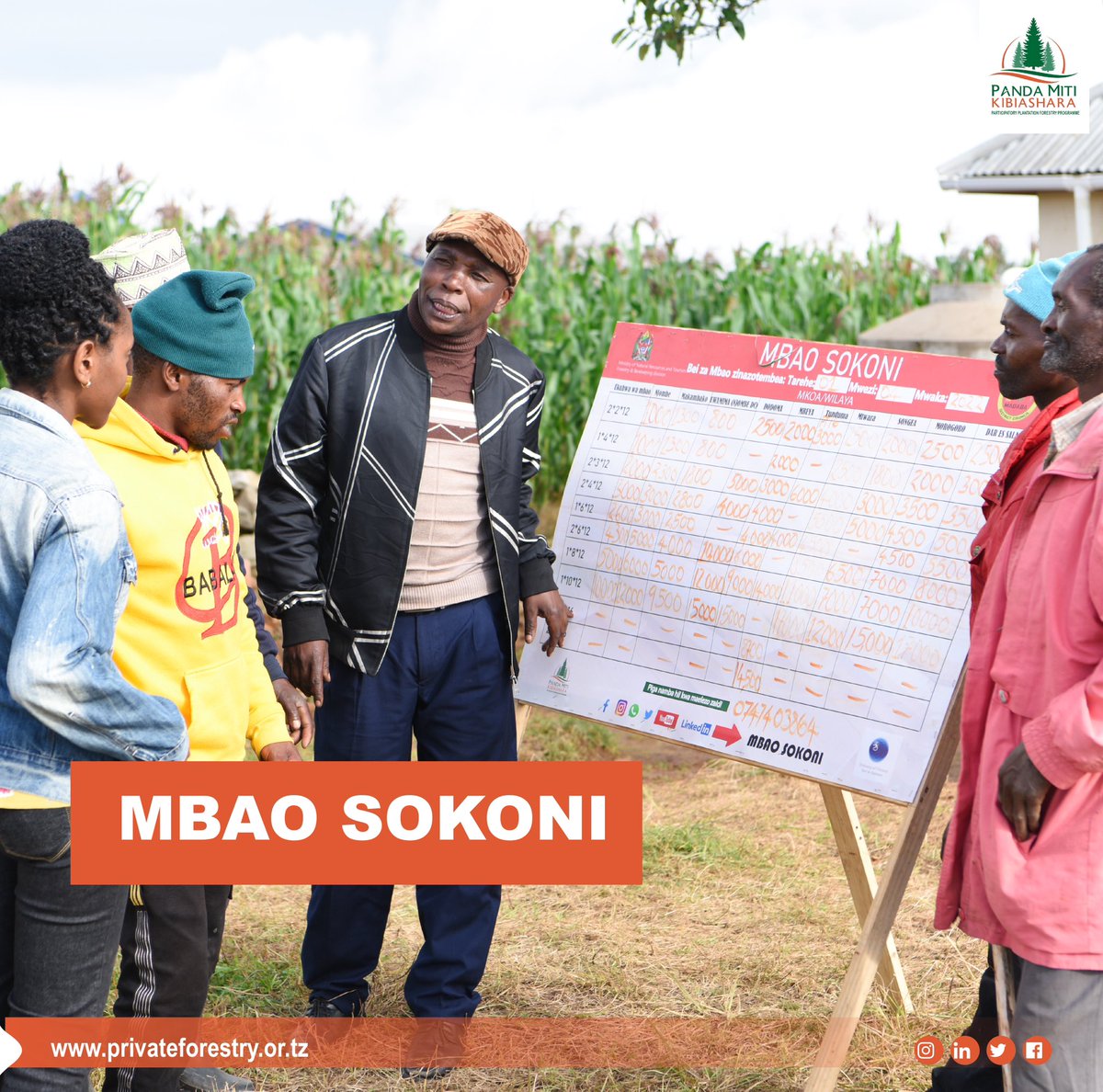 PlantationPfp2's tweet photo. 50 villages supported with a market information signboard (Mbao Sokoni) to help them access and familiarise themselves with various markets' timber prices for decision making 
#Pandamitikibiashara.
#PFP2.
#Mbaosokoni. https://t.co/sG3NpIgCML