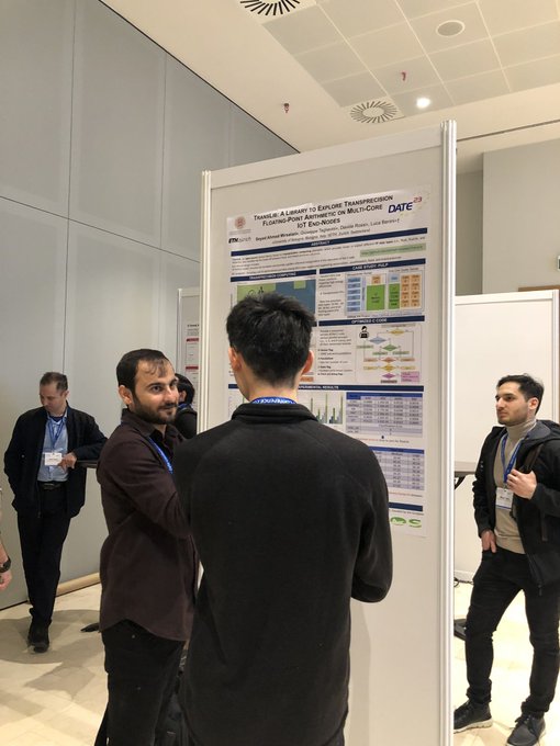 pulp_platform's tweet photo. And for all the friends of transprecision FP arithmetic, here is our Ahmad @ahmad_mirsalari at #DATE2023 with his work on "TransLib: A Library To Explore Transprecision Floating-Point Arithmetic On Multi-Core IoT End-Nodes". https://t.co/tzU0iJRYPG