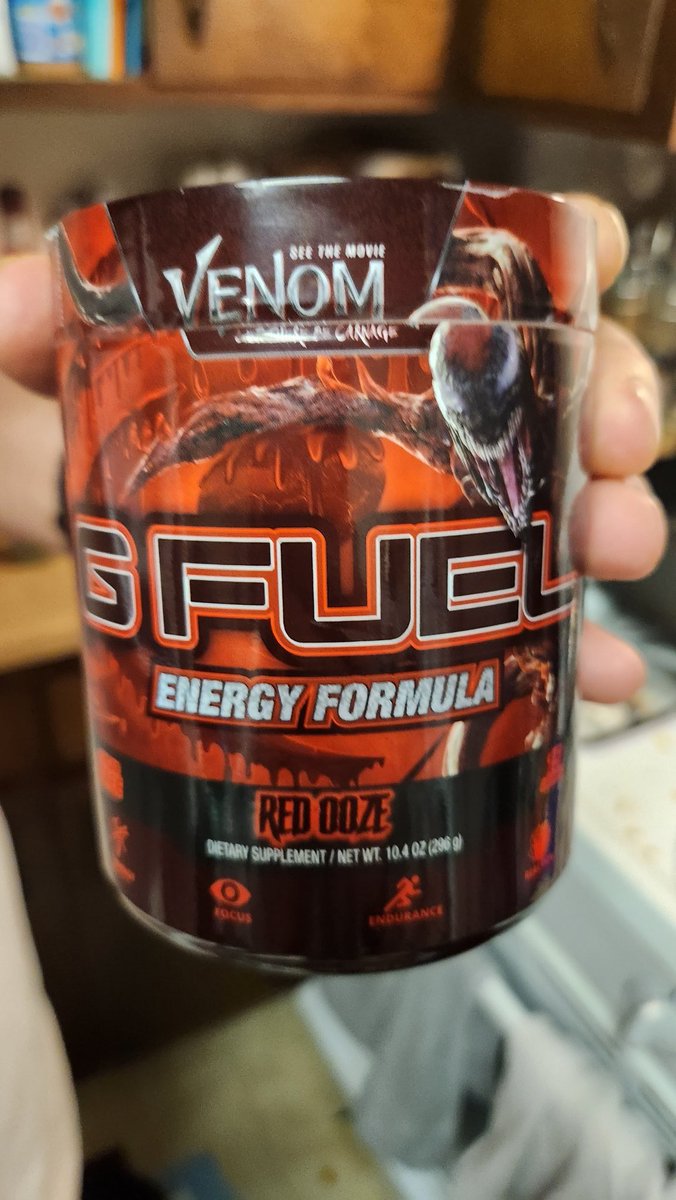 MrsRivera1085's tweet photo. @GFuelEnergy My husband @cigris85 and I totally forgot our champagne toast at our wedding..so the next day, we toasted with Red Ooze! This #gamercouple loves GFuel❤️ #nerdwedding #gfueltoast #venom https://t.co/pVd2o73U2j