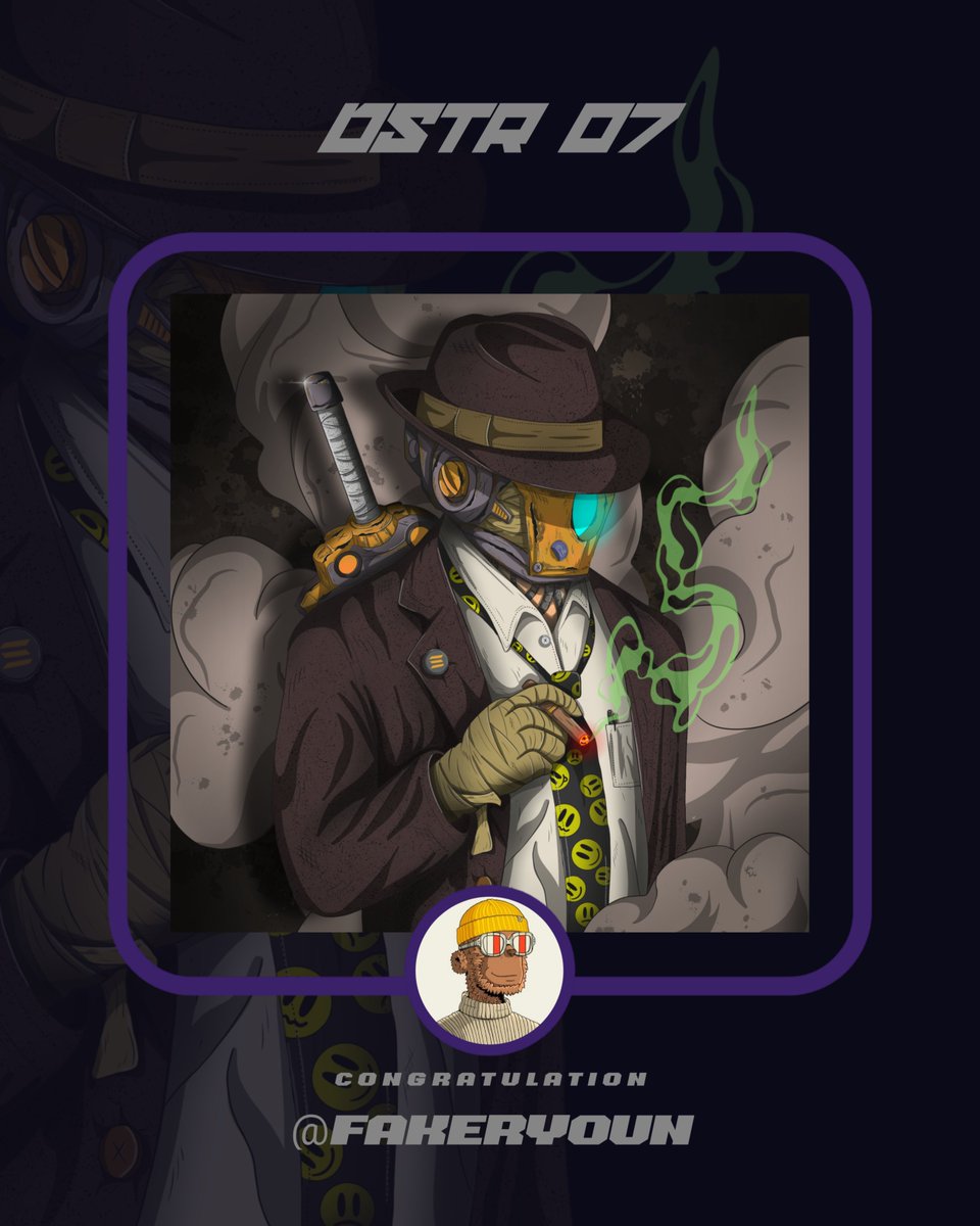 🔺AUCTION ENDED🔺
DSTR 07 sold to <a href="/FakerYoun/">FakerYoun</a> 2.21sol
Congratulations and thank u very much for your extraordinary support.🫡
🔺Thanks to  @Code37_ ,<a href="/ganjix/"></a>  and <a href="/mur_210/">0xMur</a> for participating ur awesome🫂🫶
🔺See you on the next auction! and Stay awesome🫡