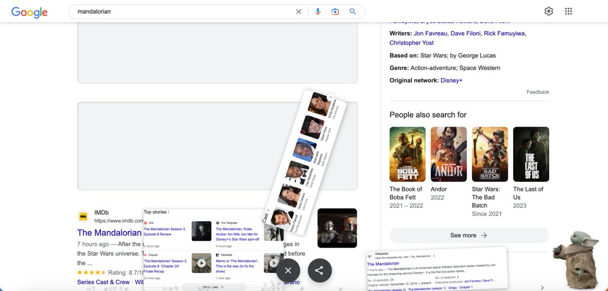 This is quite cool. Grogu, from the Mandalorian uses the force to break down the SERPs. It certainly is an approach to leapfrog competitors ranking higher than you.