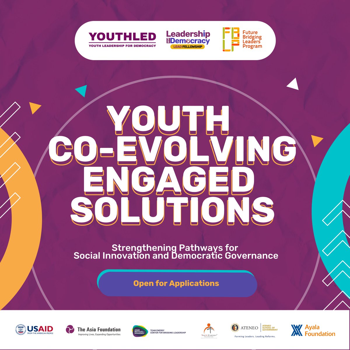 aim_teamenergy's tweet photo. THE WAIT IS OVER!

TheLEADFellowship opens its application period this April 19, 2023 with the theme: ” Youth Co-evolving Engaged Solutions – Strengthening Pathways for Social Innovation and Democratic Governance.”

📷 Download the briefer to learn more:
https://t.co/JRL9Nzzqvd https://t.co/GqwGxaSlq4