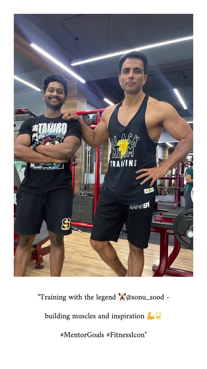 'Training with the legend 🏋️‍♂️ Sonu Sood - building muscles and inspiration 💪🌟 #MentorGoals #FitnessIcon' #explurger #sonusood #vedishnaiduphotography