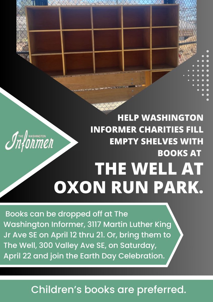 WashInformer's tweet photo. This Saturday - please stop by The Well (300 Valley Ave) between 1pm and 4pm for Washington Informers Charities Earth Day book drive, seed swap & celebration in the garden 🌏🥳 #EarthDay #informerEarth #EarthDay2023 https://t.co/fysJUvtNPW