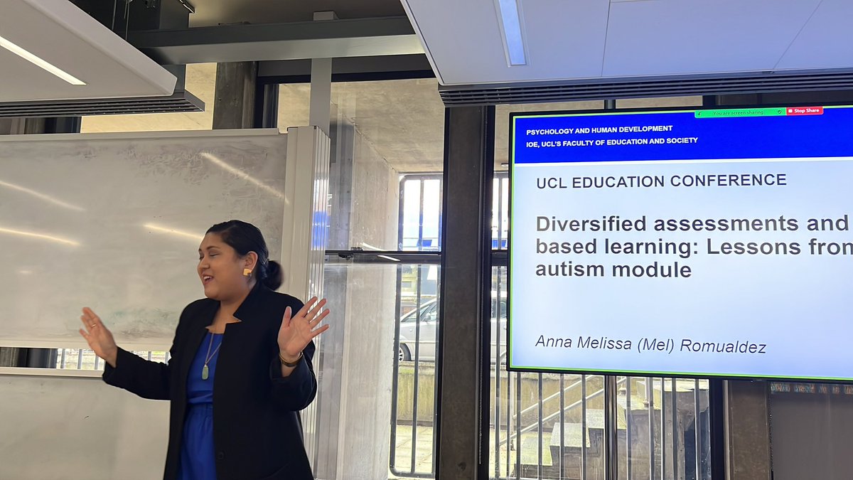 BigBadBee's tweet photo. The lovely @MelRomualdez is speaking at the #UCLEducationConference on “Diversified assessments and group based learning… lessons from a new autism module”.
Will try to keep up with a bit of a live tweet 😁 https://t.co/JzZXjAxcbo