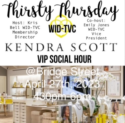 WID_TVC's tweet photo. JOIN US on April 27, 2023, for our VIP Social @ Kendra Scott. Charcuterie and Champagne, Door Prize, and a 15% discount off any purchased items! Register Here: https://t.co/vuQMk1rFYQ https://t.co/rZOSvjMeB6