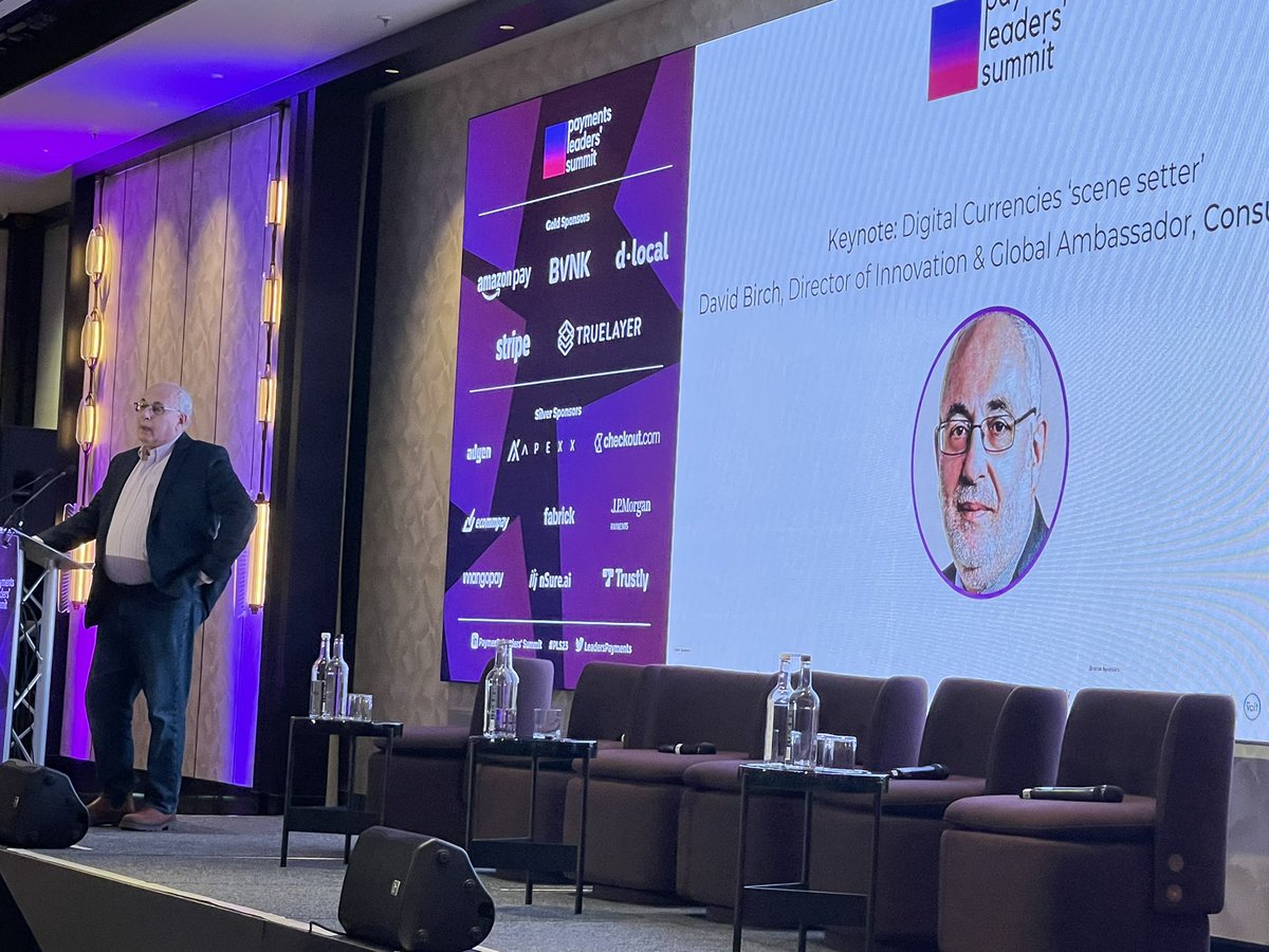 Consult Hyperion (@chyppings) on Twitter photo #PLS23 <a href="/LeadersPayments/">Payments Leaders' Summit</a> <a href="/dgwbirch/">Dave "Someone you trust is one of us" Birch</a> future thinking #CBDC #Metaverse #AI #PLS23 <a href="/LeadersPayments/">Payments Leaders' Summit</a> <a href="/dgwbirch/">Dave "Someone you trust is one of us" Birch</a> future thinking #CBDC #Metaverse #AI