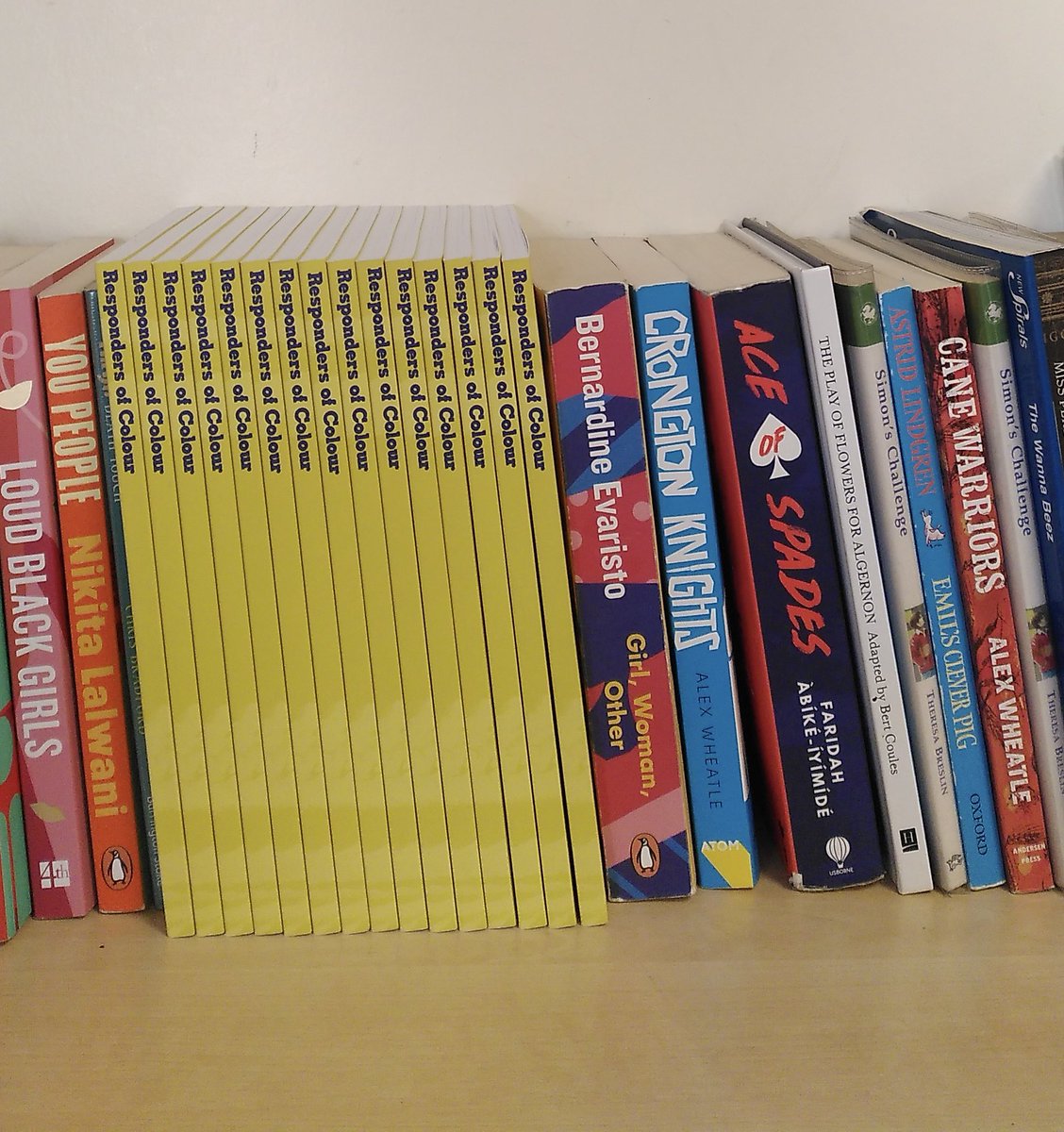 Never would I have thought a book I’m in would be sitting in a library (Smithycroft Secondary School) and next to work by <a href="/BernardineEvari/">Bernardine Evaristo</a> and <a href="/brixtonbard/">Alex Wheatle</a> and not just cos that isn’t alphabetical! Book launch next week <a href="/Lighthousebks/">Lighthouse - Edinburgh’s Radical Bookshop</a> @hopefulhundal <a href="/nasimrasl/">Nasim Rebecca Asl نسیم اصل</a> <a href="/NadiaMaloney/">Nadz</a>