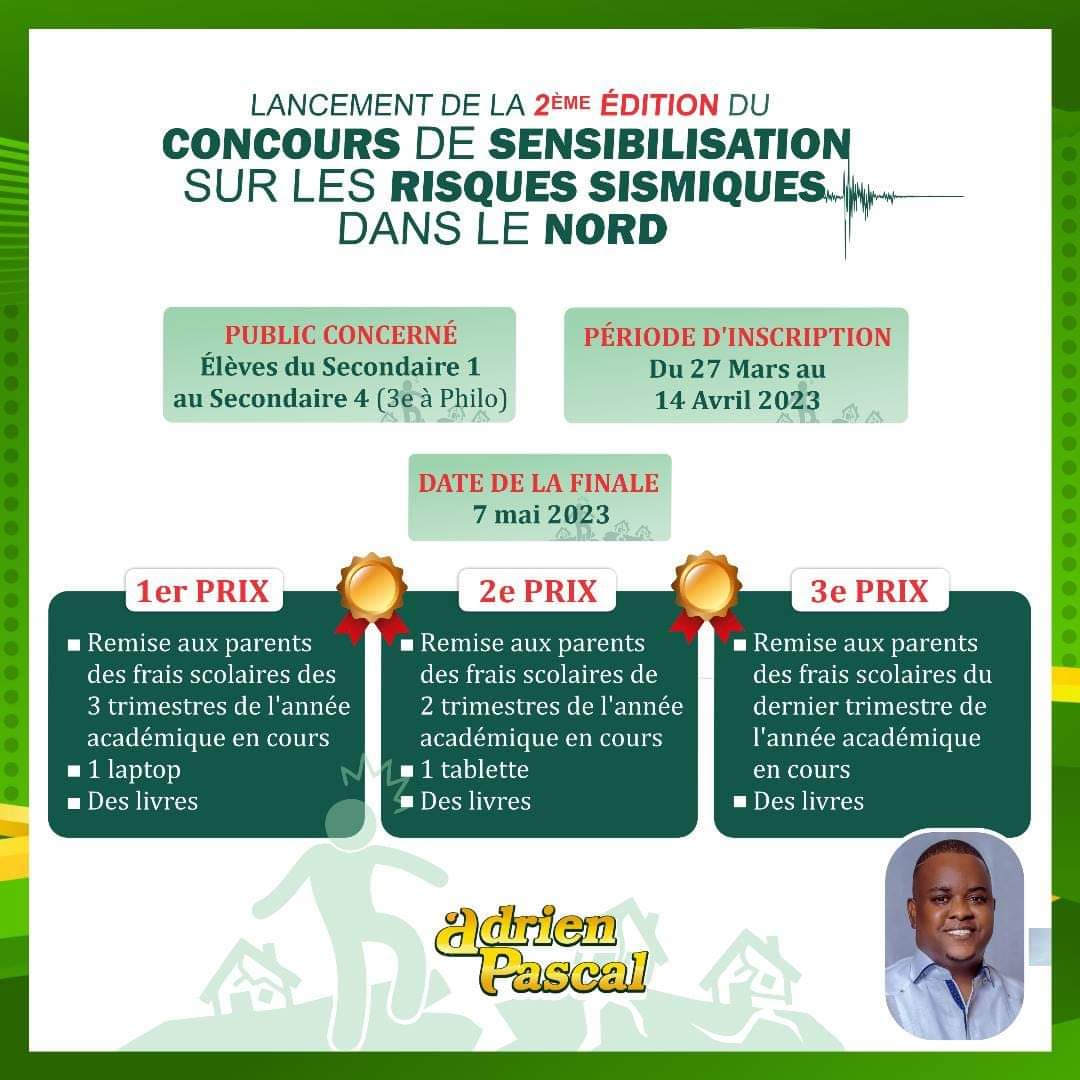LaTribuneNews7's tweet photo. #PascalAdrien lance la deuxième édition du concours de sensibilisation sur les risques sismiques dans le nord avec la participation d'élèves de plusieurs écoles dudit département . 11 élèves atteignent la phase finale qui aura lieu le 7 mai 2023. #Cap-Haïtien https://t.co/LclPdwsWYI