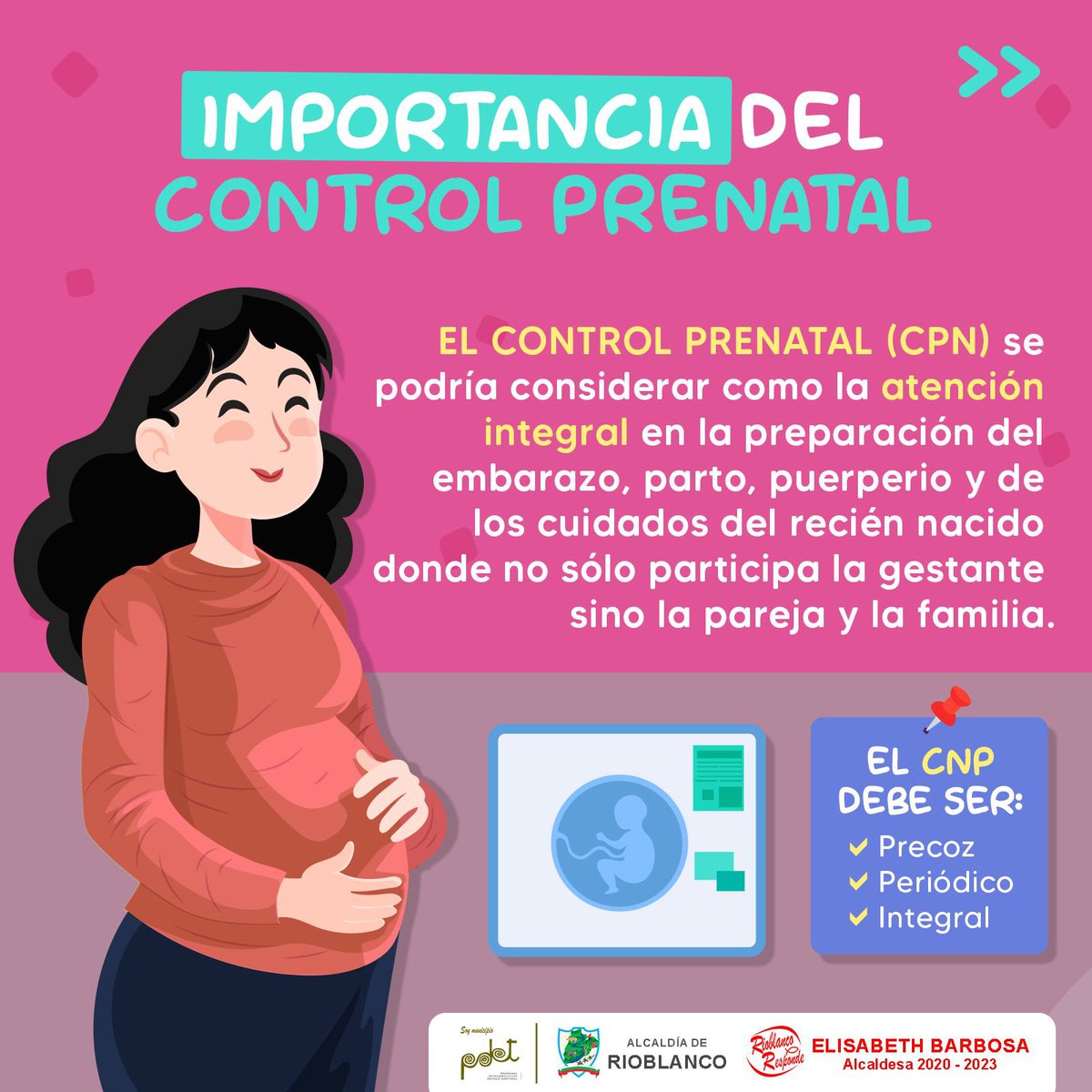 DeRioblanco's tweet image. ¿Por qué es tan importante el #ControlPrenatal durante el embarazo?
La gestación es una etapa que requiere de cuidados especiales frente a su alimentación, descanso y condición de salud, de allí la importancia de los controles prenatales. 

@elisabethriob 
Alcaldesa 
#Rioblanco
