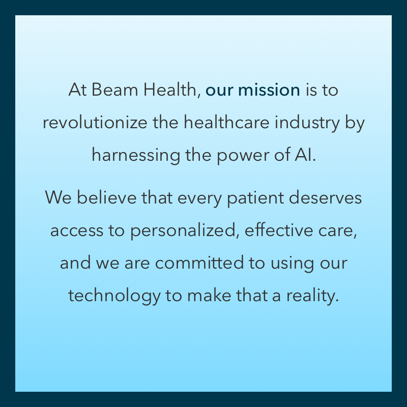 BeamHealth's tweet photo. We believe every patient has the right to personalized healthcare, and build tools to help providers improve outcomes and save lives https://t.co/FwO0CGJa5b
