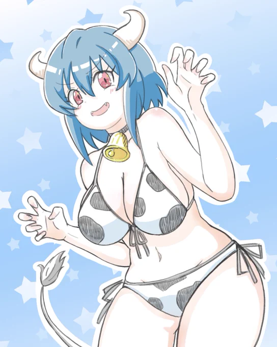 邪神ちゃんドロップキックのミノスを描いたよ!牛柄ビキニが不足している人に届け! 