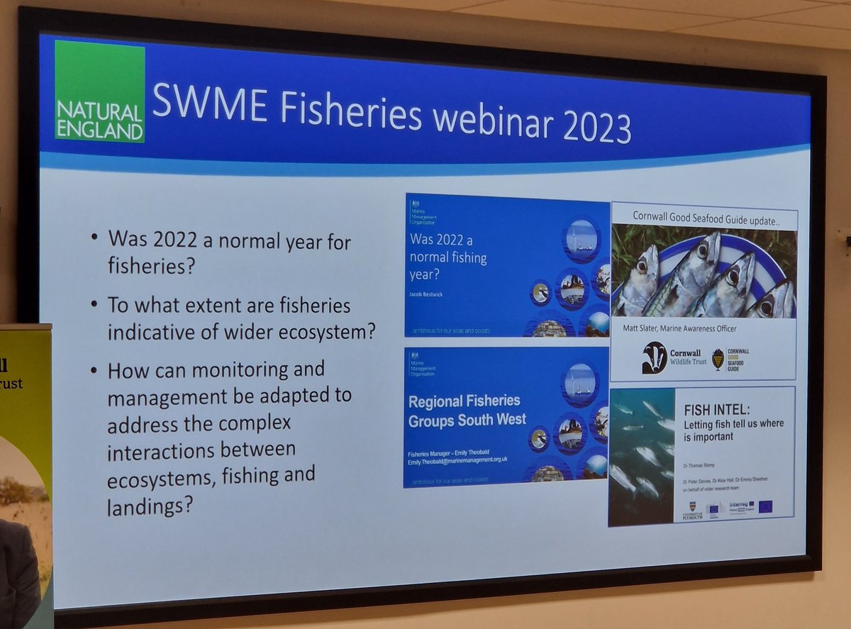 What an interesting talk from Libby West from <a href="/NaturalEngland/">Natural England</a> on the state of Fisheries in South West seas  🌊  🐟 

#SWMEconference23