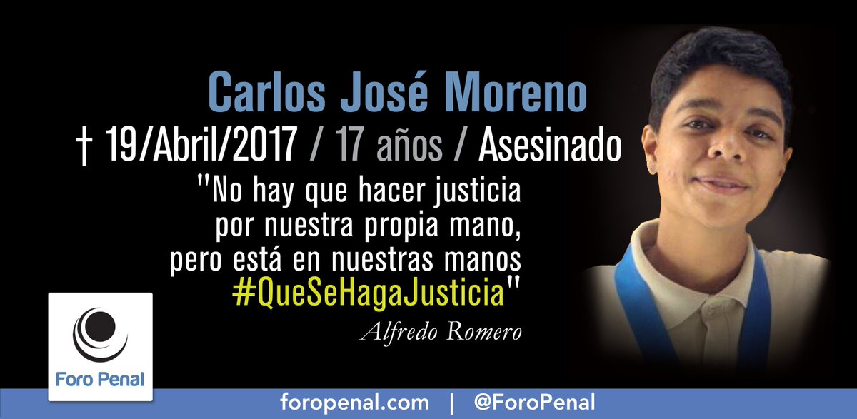 ForoPenal's tweet photo. #19Ab Hoy se cumplen 6 años de la muerte de 𝗖𝗮𝗿𝗹𝗼𝘀 𝗝𝗼𝘀é 𝗠𝗼𝗿𝗲𝗻𝗼 el 19/04/2017.
No lo olvidemos. #QueSeHagaJusticia
- Foro Penal -
Más información sobre el caso aquí: https://t.co/7RyvJU3X41 https://t.co/YRVL5M3K1u