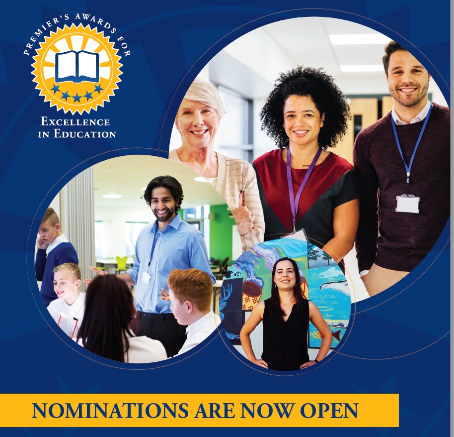 BCPVPA's tweet photo. The Premier’s Awards for Excellence in Education recognize the contributions of BC's #teachers, #Principals #VicePrincipals and #supportstaff who are vital to the cultural, economic and social well-being of the province. Nomination deadline May 5! #bced 
https://t.co/PLRuMLiRTO https://t.co/QPL8R1mYDR
