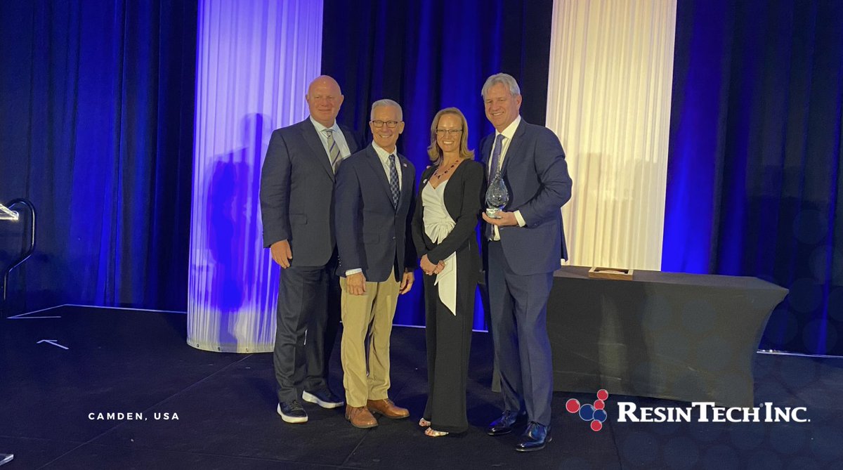 ResinTech's tweet photo. Thank you, #WQA2023, for honoring #ResinTech last night at the Leadership Awards with the 2023 Excellence Award 🏆 in the Manufacturer/Supplier category. We are proud to have started from humble beginnings and become a global leader in #ionexchange for #waterpurification. https://t.co/eomxuKshb2