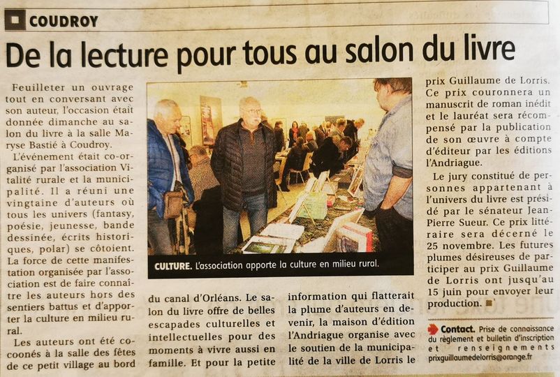 ERLAMOND's tweet photo. C'est dimanche dernier lors du passage de sa correspondante au salon du livre de #Coudroy (45260) que #laRépubliqueduCentre a découvert que notre maison d'édition organisait cette année pour la première fois un #prixlittéraire destiné à couronner un #manuscrit de #roman inédit. https://t.co/IZtjT1iCsn