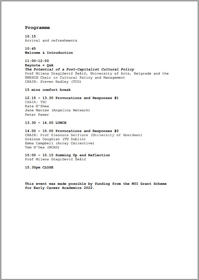 The Arts after Capitalism: the potential of a postcapitalist cultural policy - BOOKING NOW OPEN!
bit.ly/3LcKfDJ (cc <a href="/name_janemorrow/">Jane Morrow</a>) *PLS RT*