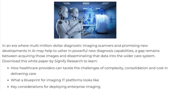 jamesvgingerich's tweet photo. At #HIMSS23? Make sure to remember to download Signify Research's whitepaper. Complexity, consolidation and cost. How enterprise imaging can help providers succeed in a new era of care. Courtesy of @Hyland Healthcare #Booth1255 https://t.co/jPiVu6k7tX https://t.co/XkJ0qe8i9Z