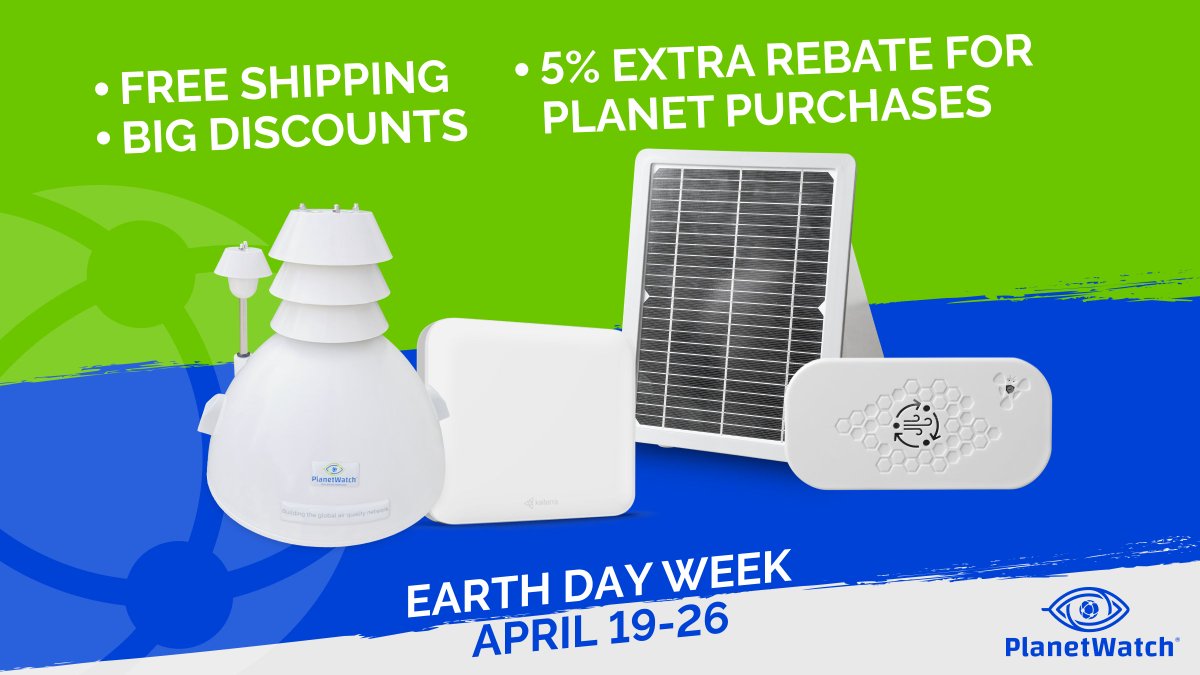 Hi #PlanetWatchers &amp; #algofam,

Take a deep breath and then take advantage of our never-before-seen GREEN🌳MONTH discounts

Until APRIL 26, get your #airquality monitoring device and save big!

Don't miss out on these EXCLUSIVE LIMITED-TIME DEALS ⏳🌍 planetwatch.io/green-month-pr…