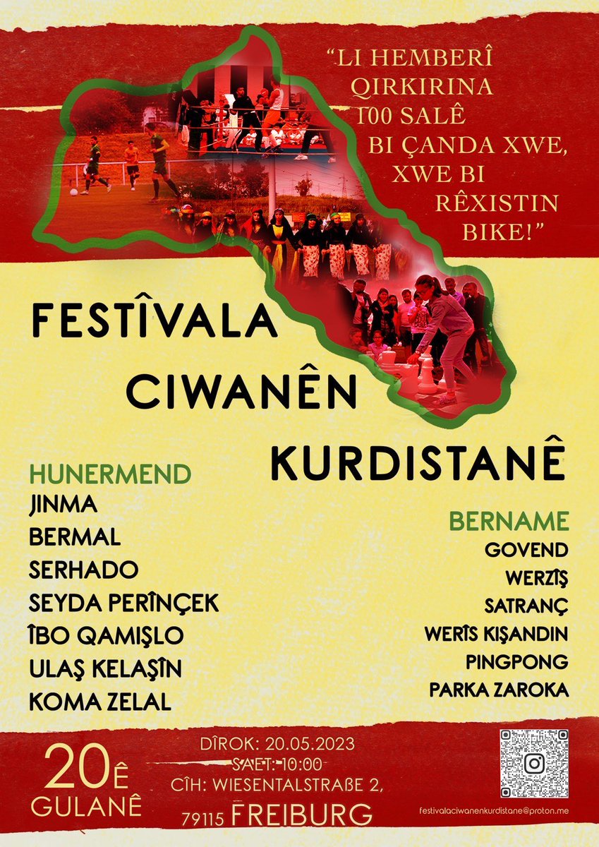 78_sare's tweet photo. Tu jî te tevlî festîvala ciwanên Kurdistanê bibe! 
Dîrok: 20 ê Gûlanê 
Cih: Freiburg 
#cengaazadiyeserbixinin https://t.co/xEvNcG9vUa