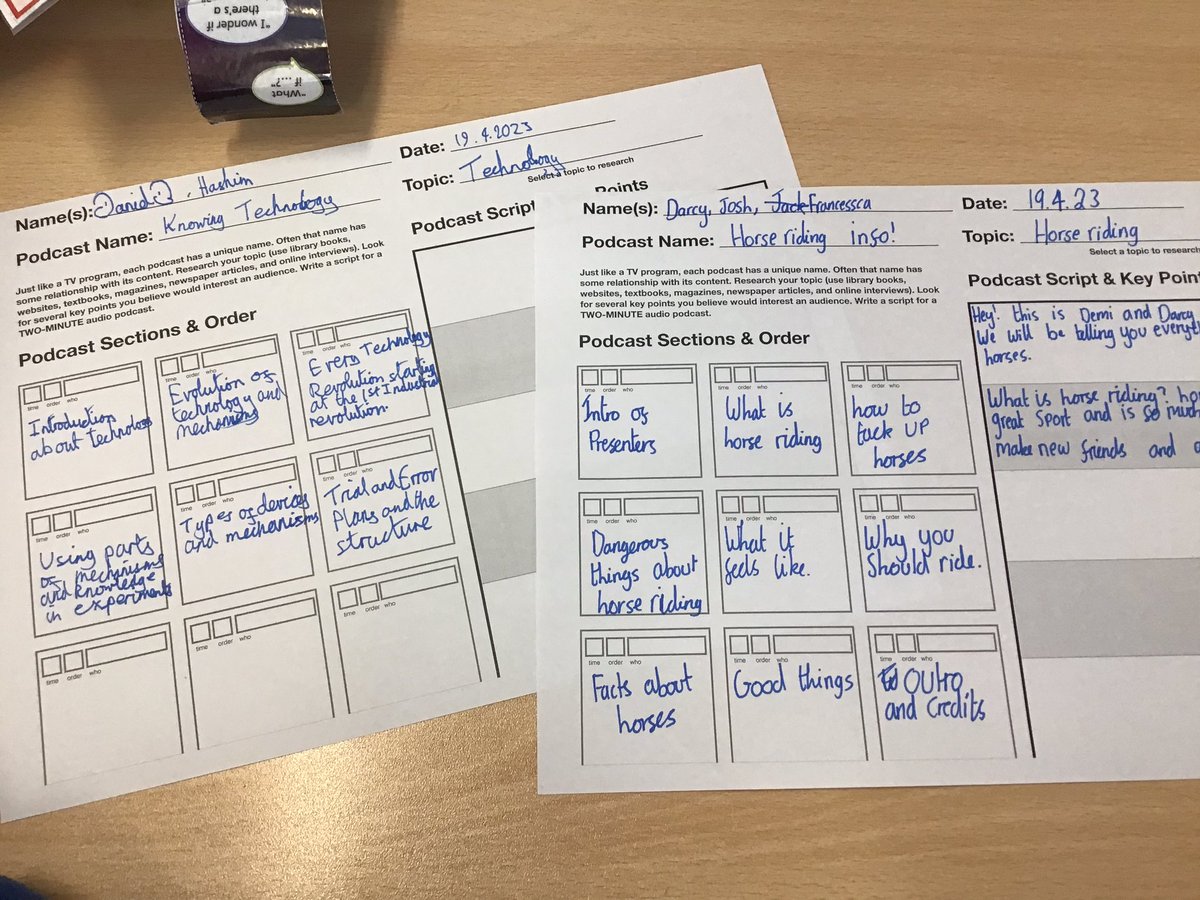 StPPPrimaryY5's tweet image. In Computing, we are creating our own podcasts.
We listened to some podcasts on BBC Schools and then planned wheat we wanted our podcast to be about.
We also looked at different roles such as presenters, producers and tech experts.
#podcast #y5computing #welovecomputing