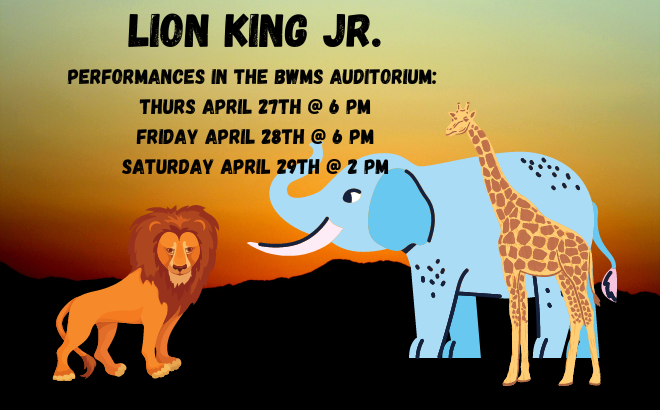 BlackWaterMS's tweet photo. Tickets are now open for our Lion King Jr. spring musical!   

Tickets are general admission this year and here is the site to buy:  https://t.co/0q6YcvcfCb https://t.co/OF5vEnSePo