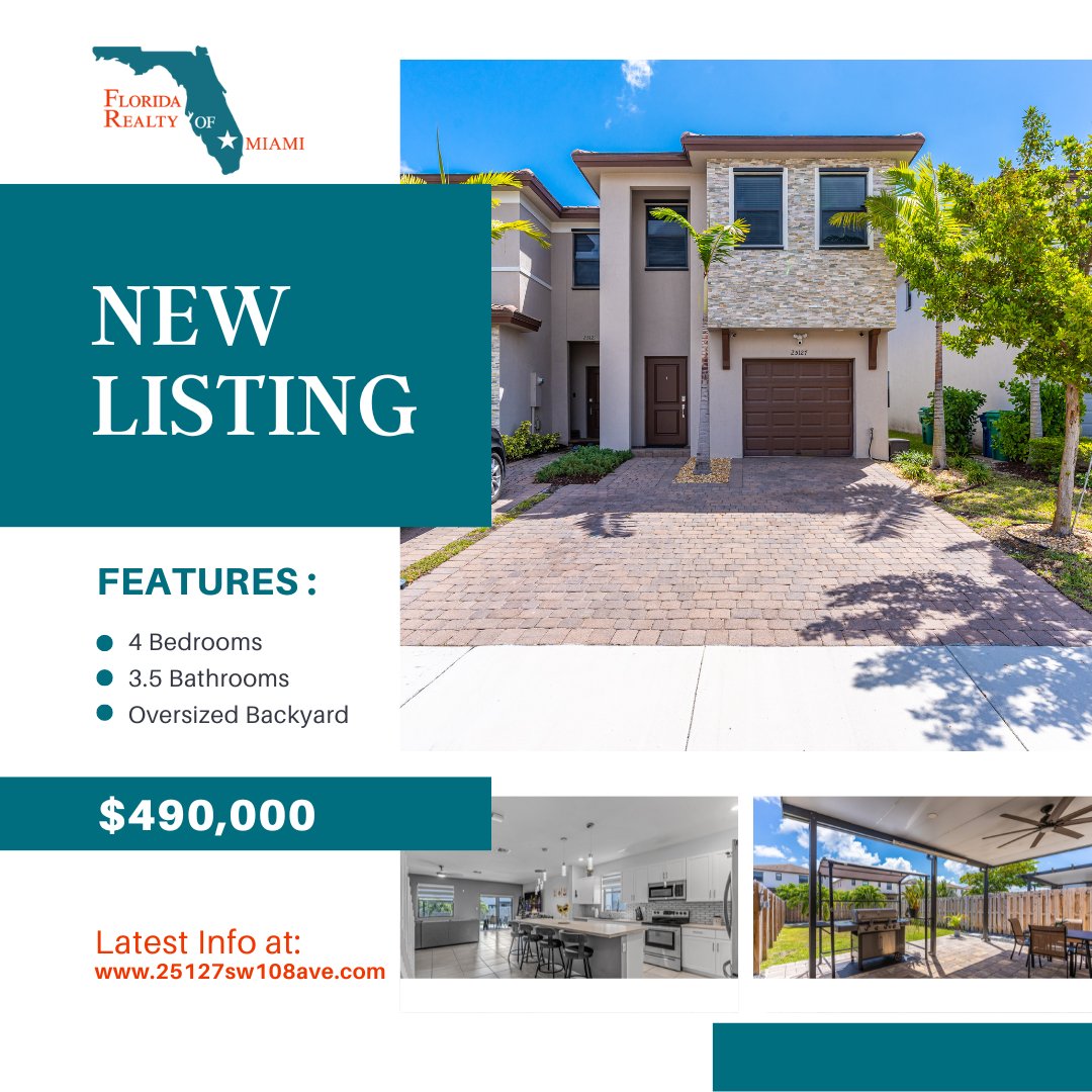 RealtorMannyMIA's tweet photo. ⭐️Just Listed ⭐️- Home For Sale in Homestead, FL. For up-to-date pricing and additional home details call (305) 676-8543 or visit: https://t.co/0iB4TQuLK0
#RealtorMannyMiami #MiamiRealEstate #JustListed #NewListing #FreeHomeValuation #FreeMarketReport #House #HomeSweetHome https://t.co/8rZvF34dmf