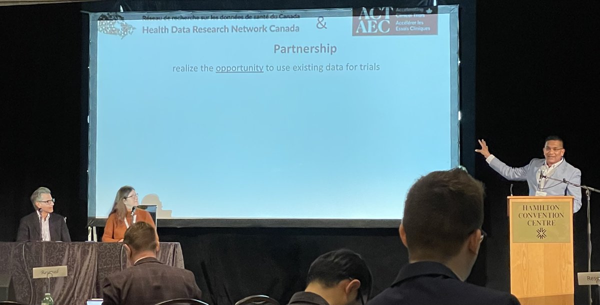 It was great to see @docschull, @kimchspr, and <a href="/AmitXGarg/">Amit Garg</a> discussing trials + routinely collected health data at the Accelerating Clinical Trials (ACT) Canada #ACT_AEC meeting. This will be the focus of the new @HDRN_RRDS Pragmatic Trials Training Program: hdrn.ca/en/grant-funde…