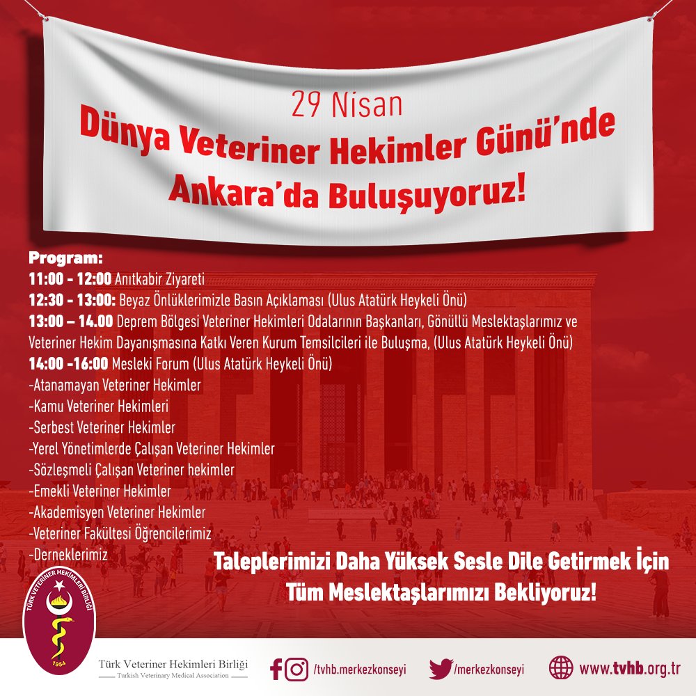 merkezkonseyi's tweet photo. 29 Nisan Dünya Veteriner Hekimler Günü’nde Ankara’dayız! https://t.co/ihbC7LH9rO