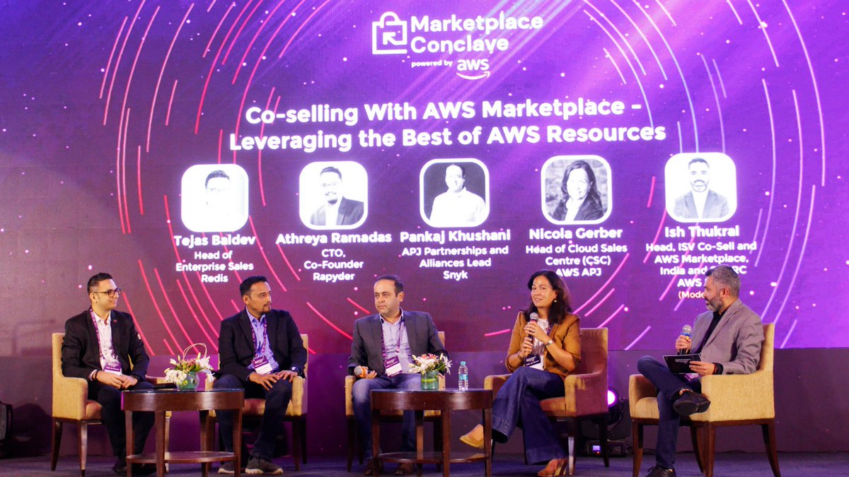 mpconclave's tweet photo. Catch Tejas Baldev - Redis, Pankaj Khushani - Snyk, Athreya Ramadas - Rapyder, Nicola Gerber - AWS APJ in conversation with Ish Thukral - AWS on Co-selling with AWS Marketplace - Leveraging the best of AWS Resources. 

#marketplaceconclave2023 https://t.co/Jw1W2piijq