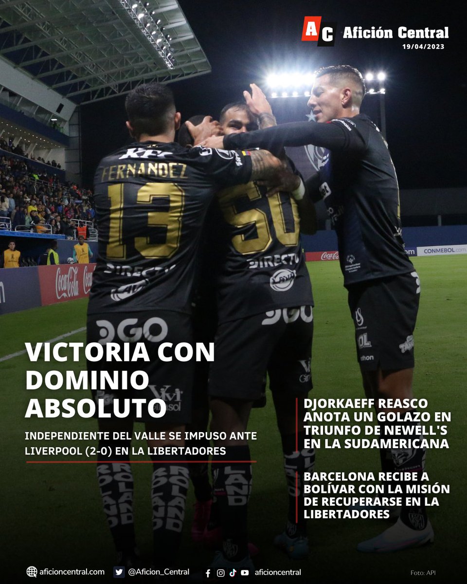 Aficion_Central's tweet photo. 👏 #LaPortada de este miércoles

- #IDV vence con autoridad a Liverpool 
- Djorkaeff Reasco se luce con golazo ⚽️ en triunfo de Newell's
- #BarcelonaSC, por la recuperación ante Bolívar

📲 Más en https://t.co/SIKNmnEISg https://t.co/MDzYO0BrTu