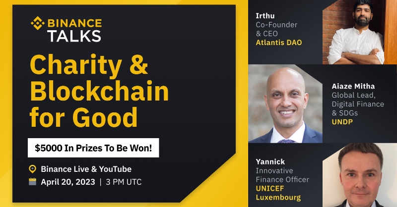 binance's tweet photo. Crypto is changing the way people are able to support charities worldwide.
Discover more about its increasing influence with #BinanceTalks Charity & Blockchain for Good, live tomorrow at 3pm UTC.
Register here ⤵️