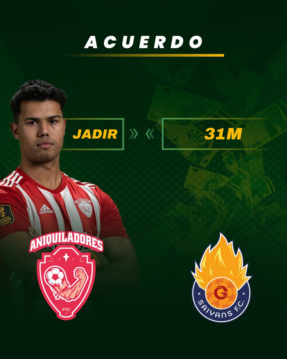 KingsLeague's tweet photo. 🤝 Acuerdo entre @AniquiladoresFC y @Saiyans_FC_ por el traspaso de @jadir55555 por 31M.

#KingsLeague #InfoJobs https://t.co/Dr16oToMWJ