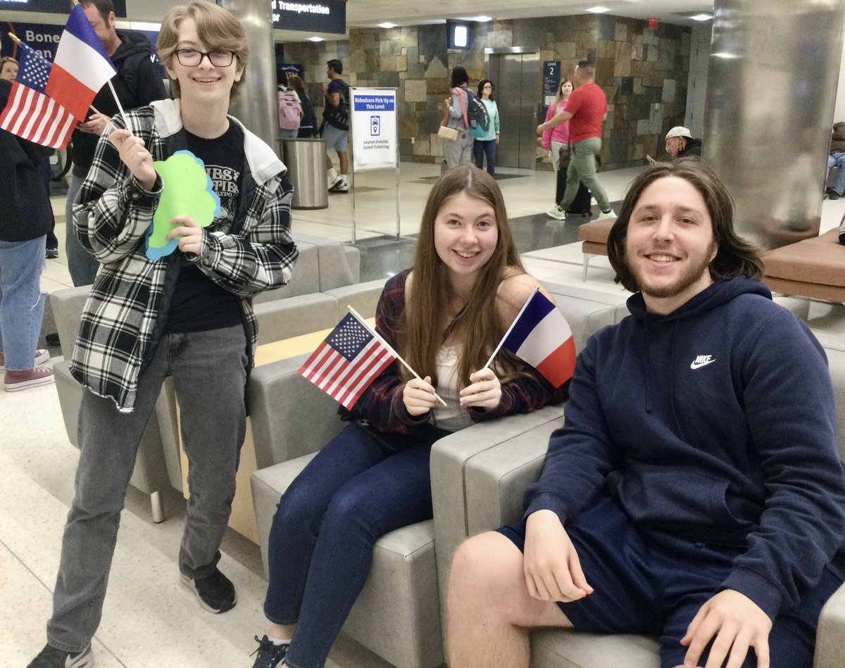DCAntlers's tweet photo. DCHS is celebrating a 15 year exchange student partnership with Doullens, France this year! 🇫🇷 We are hosting 18 students and three faculty members for the next two weeks. Here is a glimpse of their arrival last night! Pt. 1 https://t.co/8qpIe2E6ya