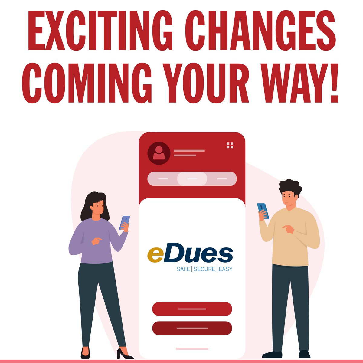 Due to pending legislation, we are changing to eDues, a safe, secure and easy way to pay your dues using ACH (used by many for regular bank payments such as rent, car payments, or other deductions). E-mail with info coming soon! #ImStickingWithMyUnion