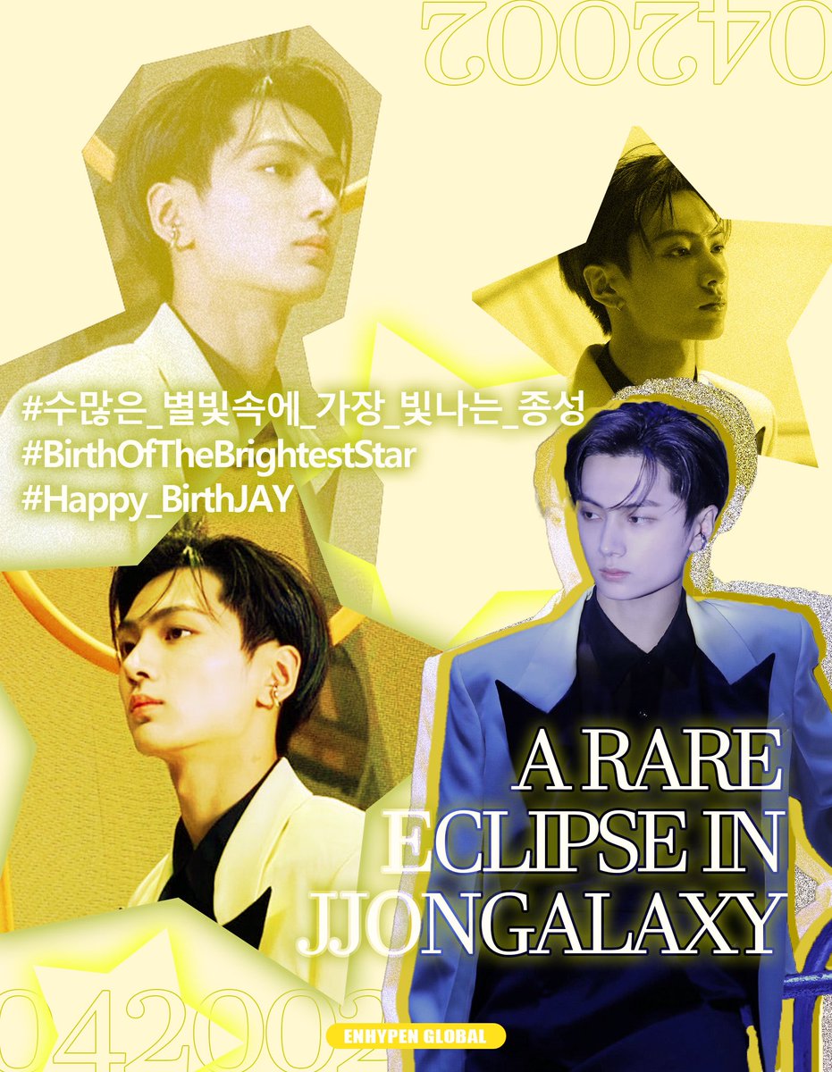 EN_CODEGLOBAL's tweet photo. To the brightest star of our galaxy giving us endless wisdom and love, we are thankful to grow with you 🌟

Happy Birthday to our starboy, Jay! 🎂🎉

A RARE ECLIPSE IN JJONGALAXY
#수많은_별빛속에_가장_빛나는_종성
#BirthOfTheBrightestStar #Happy_BirthJAY @ENHYPEN_members @ENHYPEN https://t.co/lVowgsVvhc