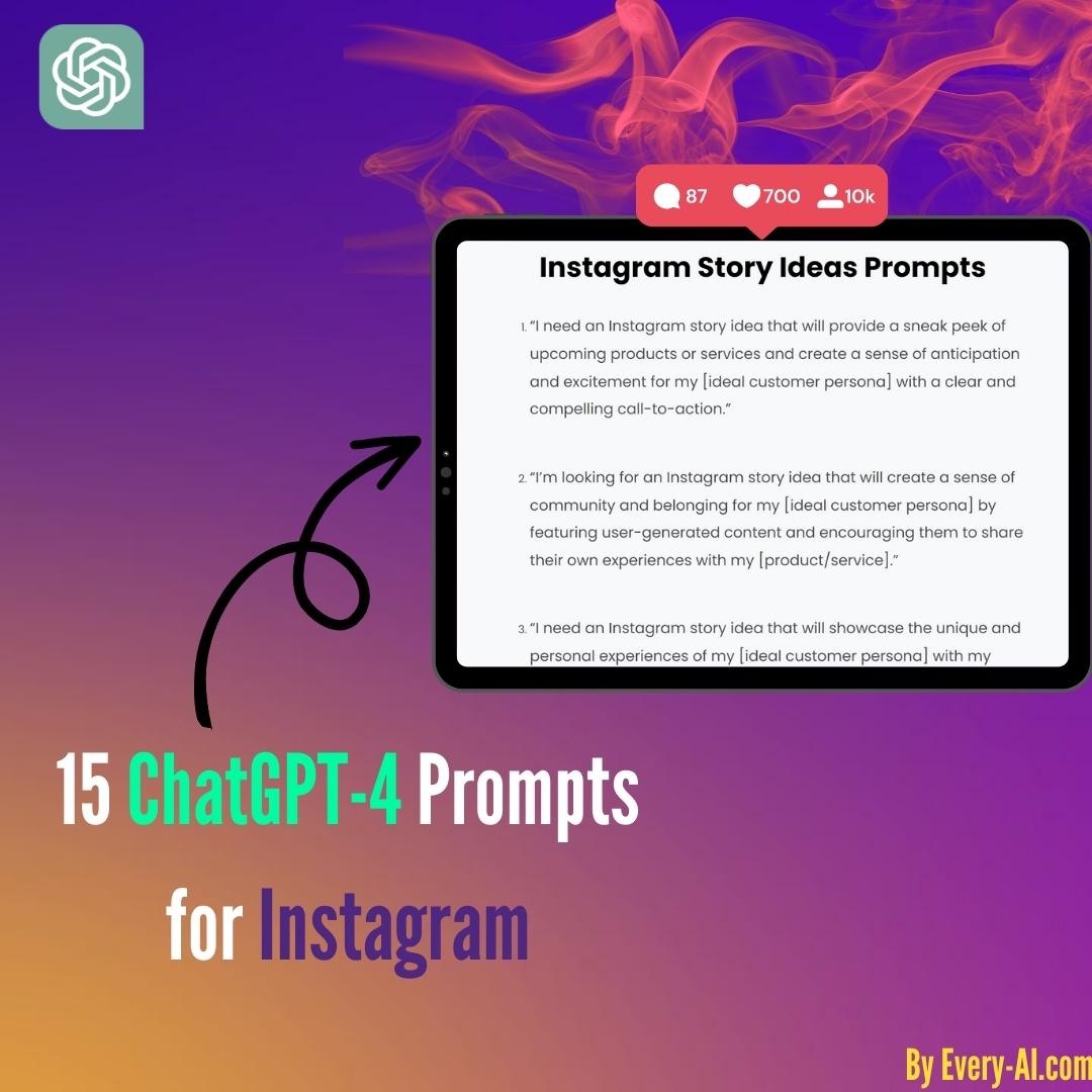phanindra_ai's tweet photo. Instagram Influencers are making $10k/month using ChatGPT

Their Secret is Storytelling

I've collected 15 Best ChatGPT Prompts to help you generate better Story Ideas

Worth $1,000's

FREE for 24hr only

Like, RT, and Comment "INSTA"

> Follow ME &amp; @everyai_com so i can DM https://t.co/AxoPPVLQOP